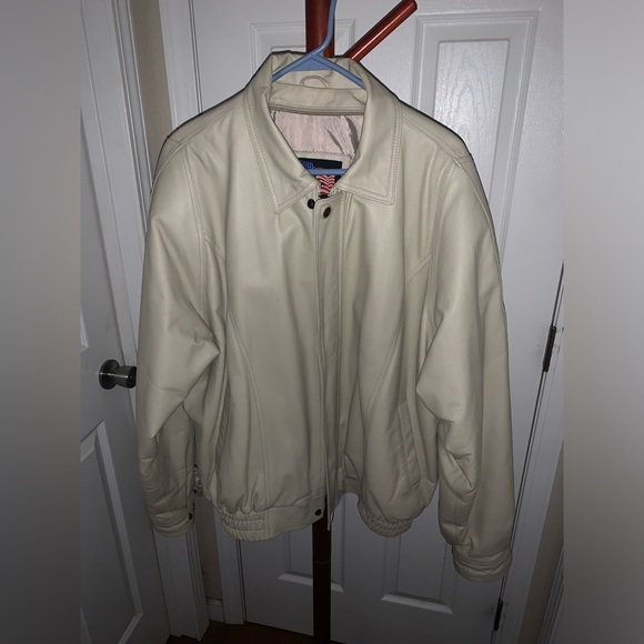 USA Leather Authentic beige/kaki leather jacket, like NWOT- size XL - Picture 7 of 9